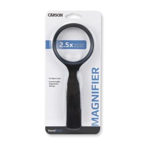 carson handheld 2.5x power magnifier with 5x spot lens (js-40) , black