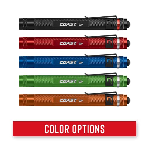 Coast G20 Inspection Beam LED Penlight with Adjustable Pocket Clip and Consistent Edge-To-Edge Brightness, Black, 54 lumens,1 Pack