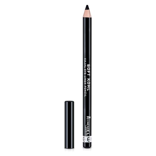 Rimmel London Soft Kohl Kajal Eyeliner Pencil, Blendable, Intense Color, Long-Wearing, 061, Jet Black, 0.04oz