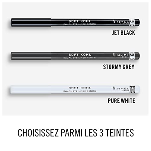 Rimmel London Soft Kohl Kajal Eyeliner Pencil, Blendable, Intense Color, Long-Wearing, 061, Jet Black, 0.04oz