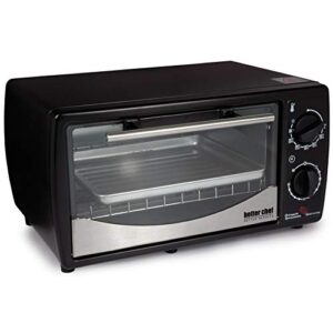 Better Chef Basic Toaster Oven | 4-Slice | 60-Minute Timer | Slide Out Rack | Bake Tray | Broil (Red)