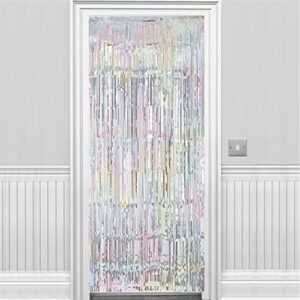 amscan party friendly foil metallic curtain decoration (1 piece), iridescent, 8' x 3'