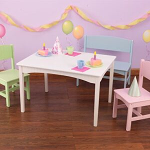 KidKraft Nantucket Wooden Table with Bench and 2 Chairs, Multicolored, Children's Furniture - Pastel, Gift for Ages 3-8