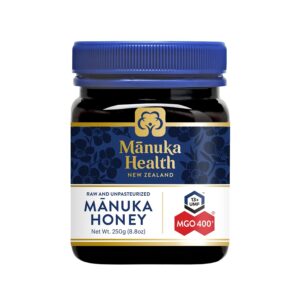 manuka health umf 13+/mgo 400+ manuka honey (250g/8.8oz), superfood, authentic raw honey from new zealand