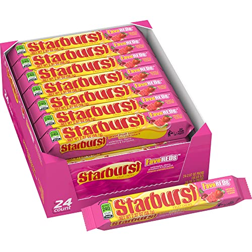 STARBURST FaveREDS Chewy Candy Bulk Pack, Full Size, 2.07 oz (Pack of 24)