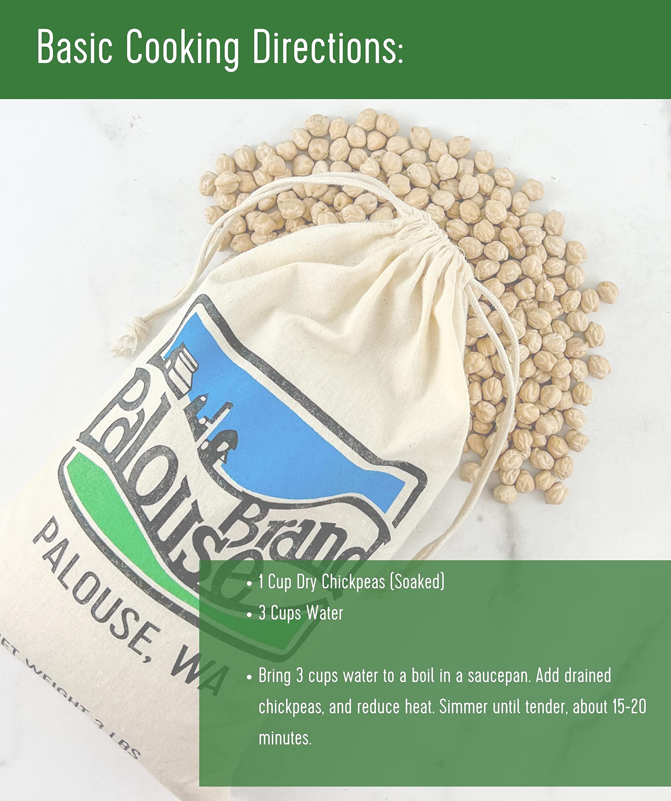 Chickpeas | Garbanzo Beans | 5 LBS | Family Farmed in Washington State | Desiccant Free | Non-GMO Project Verified | Kosher Parve | USA Grown | Field Traced | Burlap Bag