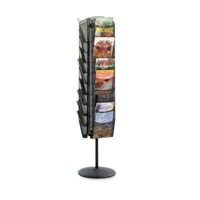 Safco Onyx Rotating Mesh Magazine Stand, Brochure Organizer, Display Rack with 30 Pockets, Commercial-Grade Steel Construction