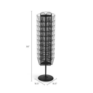 Safco Onyx Rotating Mesh Magazine Stand, Brochure Organizer, Display Rack with 30 Pockets, Commercial-Grade Steel Construction