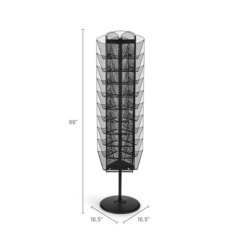 Safco Onyx Rotating Mesh Magazine Stand, Brochure Organizer, Display Rack with 30 Pockets, Commercial-Grade Steel Construction