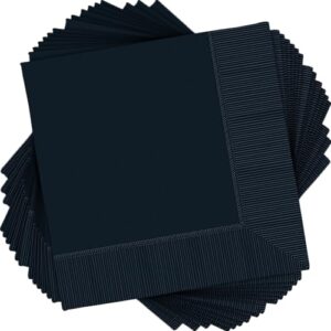 premium jet black luncheon 2-ply paper napkins - 6.5" x 6.5" (100 pc) - eco-friendly napkins for parties & holidays