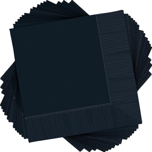 Premium Jet Black Luncheon 2-Ply Paper Napkins - 6.5" x 6.5" (100 Pc) - Eco-Friendly Napkins for Parties & Holidays