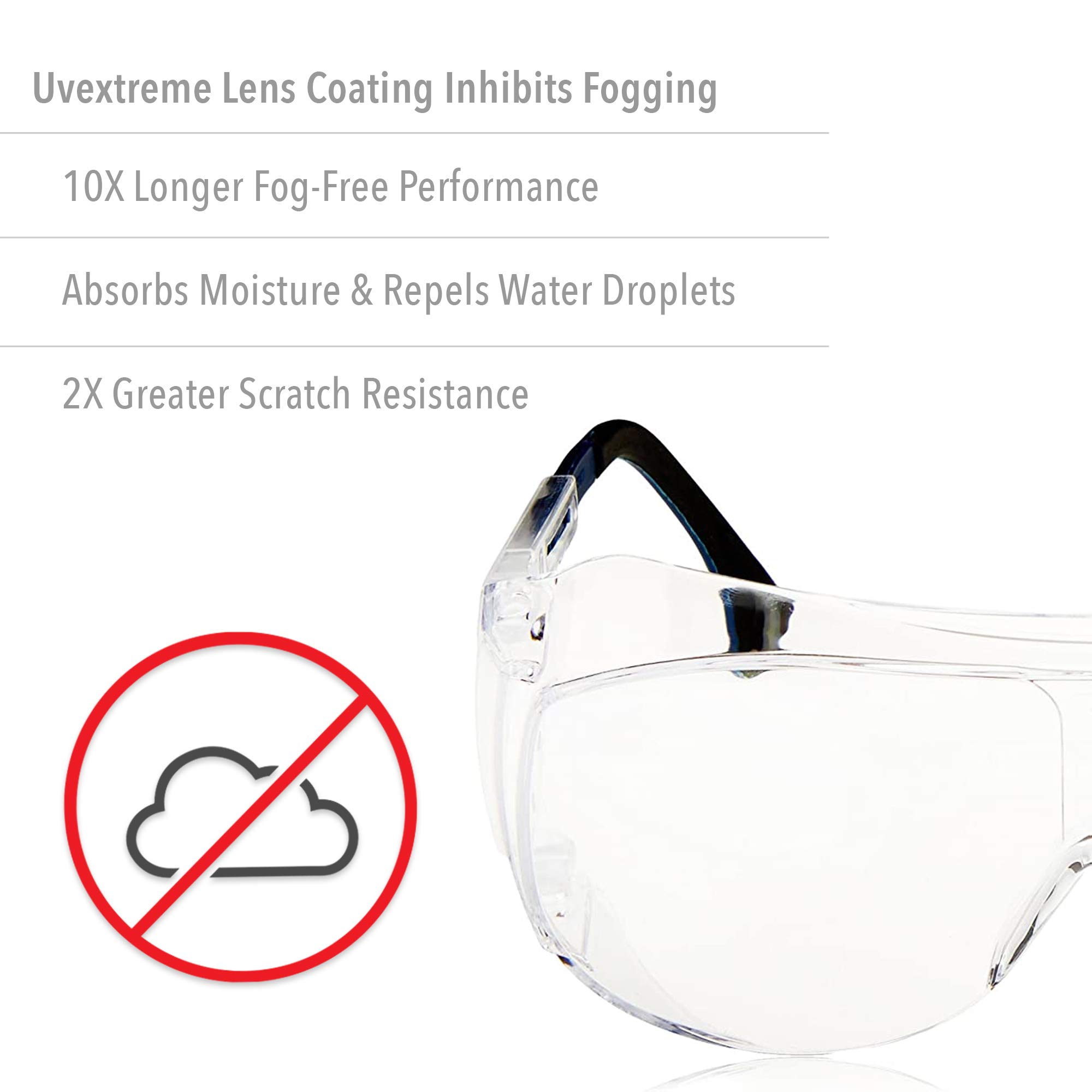 Honeywell Uvex Ultra-Spec 2001 OTG (Over-the Glass) Visitor Specs Safety Glasses with Clear Uvextreme Anti-Fog Lens (S0112C)