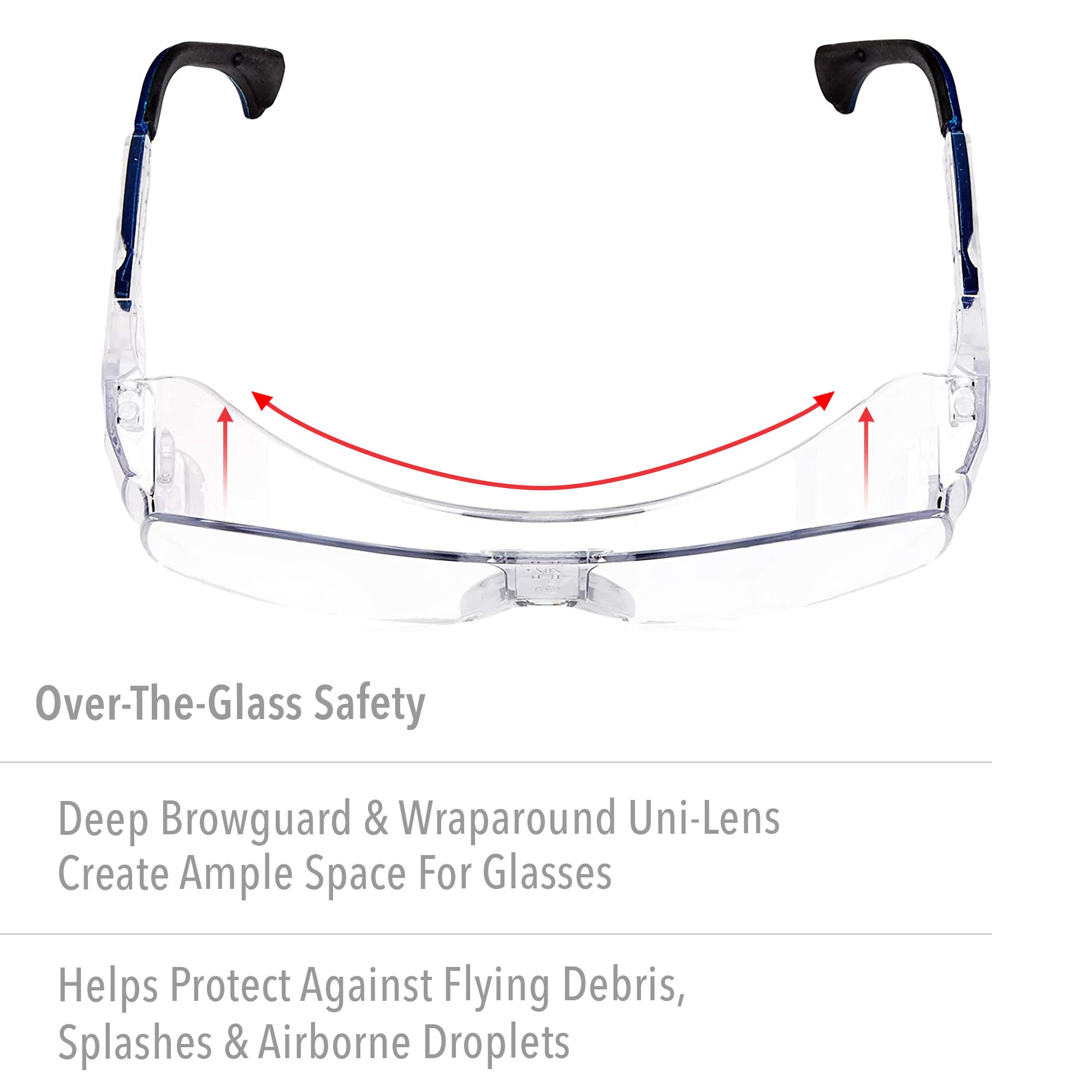 Honeywell Uvex Ultra-Spec 2001 OTG (Over-the Glass) Visitor Specs Safety Glasses with Clear Uvextreme Anti-Fog Lens (S0112C)