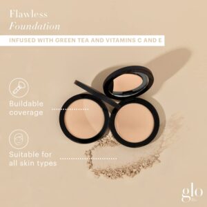 Glo Skin Beauty Pressed Base Powder Foundation Makeup (Honey Light) - Flawless Coverage for a Radiant Natural, Second-Skin Finish