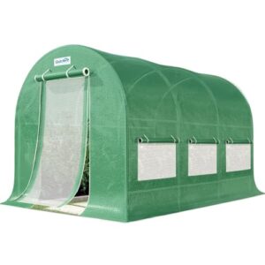quictent 12x6.6x6.6 ft walk-in greenhouse for outdoors, heavy duty large garden high tunnel green house, portable winter hot house with pe cover zipper screen door & 6 screen windows, green