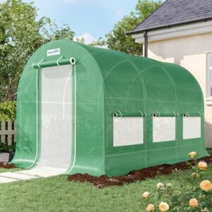 Quictent 12x6.6x6.6 FT Walk-in Greenhouse for Outdoors, Heavy Duty Large Garden High Tunnel Green House, Portable Winter Hot House with PE Cover Zipper Screen Door & 6 Screen Windows, Green