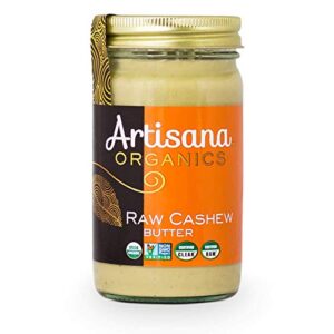 artisana organics raw cashew butter - no sugar added, vegan and paleo friendly, non gmo, 14oz jar