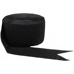 premium jet black crepe paper streamer - 81ft, 1 piece - perfect for birthdays, weddings, and events