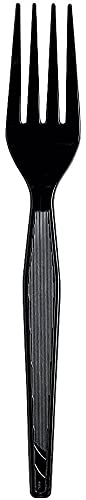 Dixie FH517 Plastic Cutlery, Heavyweight Forks, Black, 1000/Carton