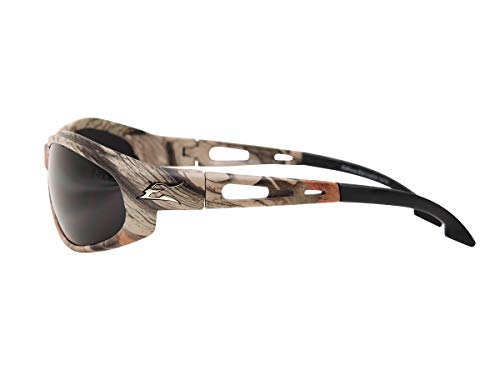 Edge SW116CF Dakura Wrap-Around Safety Glasses, Anti-Scratch, Non-Slip, UV 400, Military Grade, ANSI/ISEA & MCEPS Compliant, 5.04" Wide, Forest Camo Frame/Smoke Lens