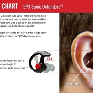 SureFire EP4 Sonic Defenders Plus filtered Earplugs, triple flanged design, reusable, Clear, Medium