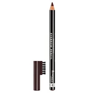 rimmel london brow this way professional eyebrow pencil, long-wearing, highly-pigmented, built-in brush, 001, dark brown, 0.05oz