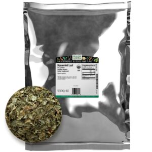frontier organic spearmint leaf, 1-pound bulk, chopped, minty fresh, cooking, teas & herbal body care, kosher, non-eto