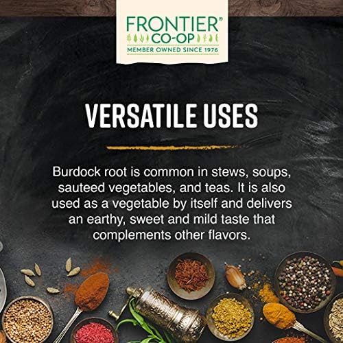 Frontier Organic Burdock Root, 1-Pound Bulk Bag, Common in Root Beer Recipes, Cut & Sifted, Sustainable Grown, Kosher (Packaging May vary)
