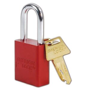 master lock a1106red aluminum safety padlock with 1/4" x 1-1/2" shackle, 1-padlock, red