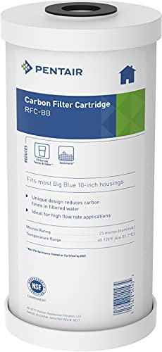 Pentair Pentek RFC-BB Big Blue Carbon Water Filter, 10-Inch, Whole House Heavy Duty Radial Flow Carbon Replacement Cartridge with Granular Activated Carbon (GAC) Filter, 10" x 4.5", 25 Micron