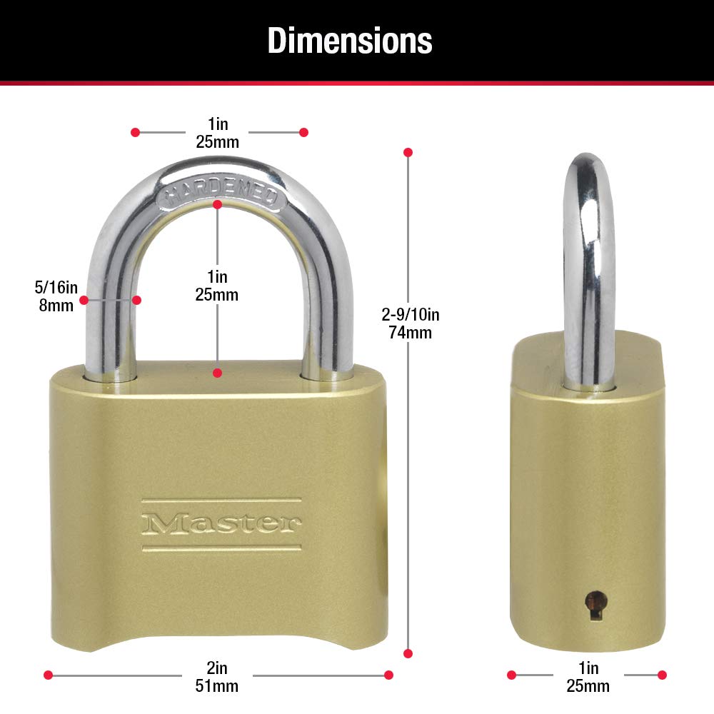 Master Lock 175 Set Your Own Combination Padlock, Brass Finish