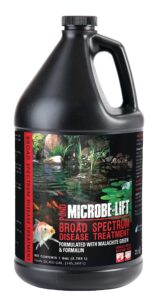 microbe-lift bsdtgal broad spectrum disease treatment for ponds and outdoor water garden, for live koi fish, goldfish, plants, and decor, 1 gallon