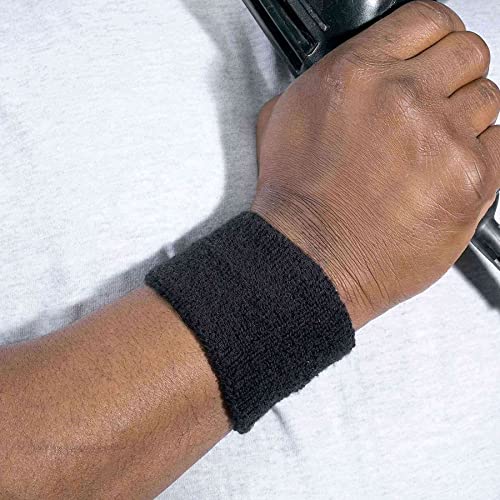 Ergodyne unisex adult Wrist Terry Cloth Sweatband, Black, Pair US