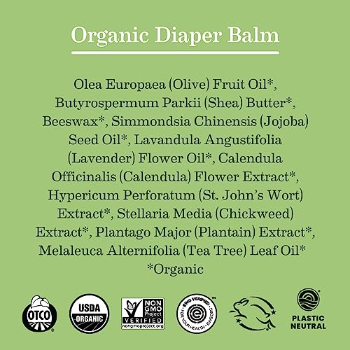 Earth Mama Organic Diaper Balm 2-Ounce | Diaper Cream for Baby | EWG Verified, Petroleum & Artificial Fragrance-Free with Calendula for Sensitive Skin