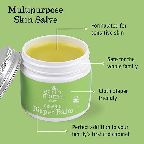 Earth Mama Organic Diaper Balm 2-Ounce | Diaper Cream for Baby | EWG Verified, Petroleum & Artificial Fragrance-Free with Calendula for Sensitive Skin