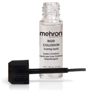 mehron makeup rigid collodion with brush | scarring liquid | scar liquid | liquid scar makeup | sfx scar makeup for film .125 oz (4ml)