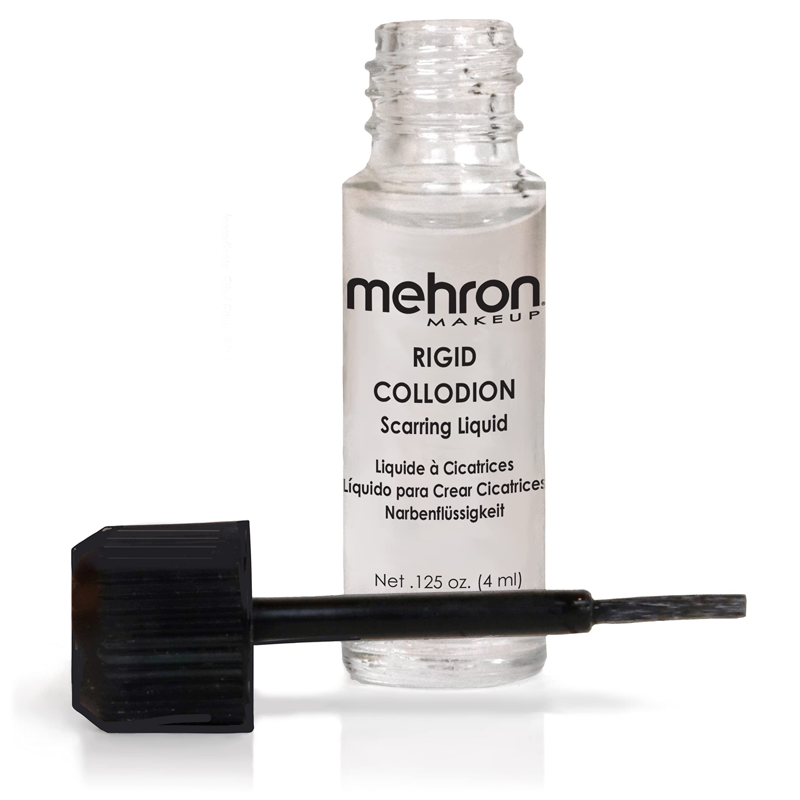 Mehron Makeup Rigid Collodion with Brush | Scarring Liquid | Scar Liquid | Liquid Scar Makeup | SFX Scar Makeup for Film .125 oz (4ml)