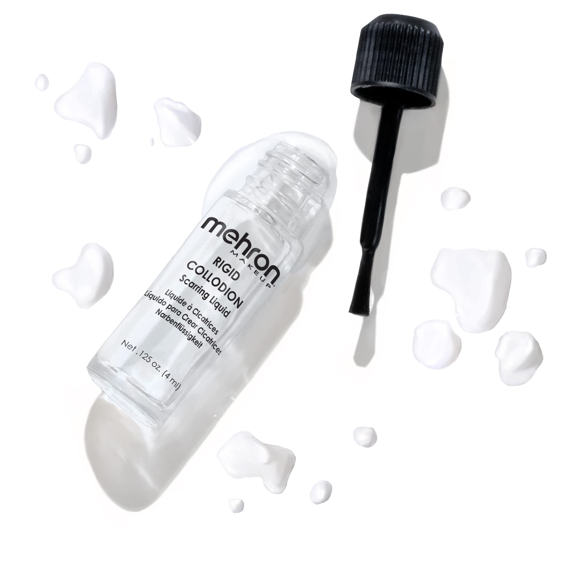 Mehron Makeup Rigid Collodion with Brush | Scarring Liquid | Scar Liquid | Liquid Scar Makeup | SFX Scar Makeup for Film .125 oz (4ml)