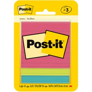 Post-it Notes, 3x3 in, 3 Pads, America's #1 Favorite Sticky Notes, Poptimistic Collection, Bright Colors (Magenta, Pink, Blue, Green), Clean Removal, Recyclable (6301-B)