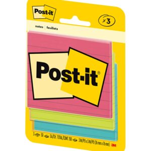 Post-it Notes, 3x3 in, 3 Pads, America's #1 Favorite Sticky Notes, Poptimistic Collection, Bright Colors (Magenta, Pink, Blue, Green), Clean Removal, Recyclable (6301-B)