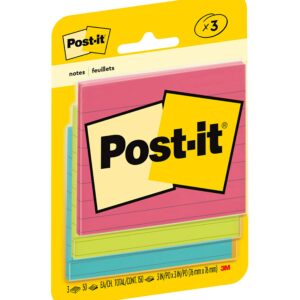 Post-it Notes, 3x3 in, 3 Pads, America's #1 Favorite Sticky Notes, Poptimistic Collection, Bright Colors (Magenta, Pink, Blue, Green), Clean Removal, Recyclable (6301-B)