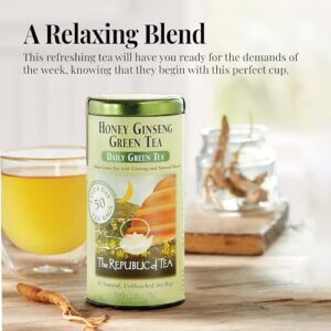 The Republic of Tea - Honey Ginseng Green Tea, 50 Tea Bags, Tin | Flavored Gourmet Tea | Caffeinated
