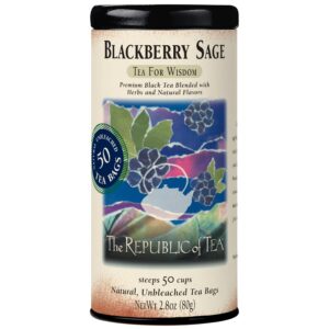 the republic of tea blackberry sage black tea | 50 tea bags, gourmet black tea