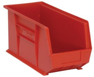 quantum qus265 plastic storage stacking ultra bin, 18-inch by 8-inch by 9-inch, yellow, case of 6 (red)