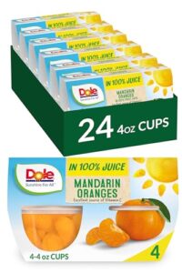 dole fruit bowls mandarin oranges in 100% juice snacks, 4oz 24 total cups, gluten & dairy free, bulk lunch snacks for kids & adults
