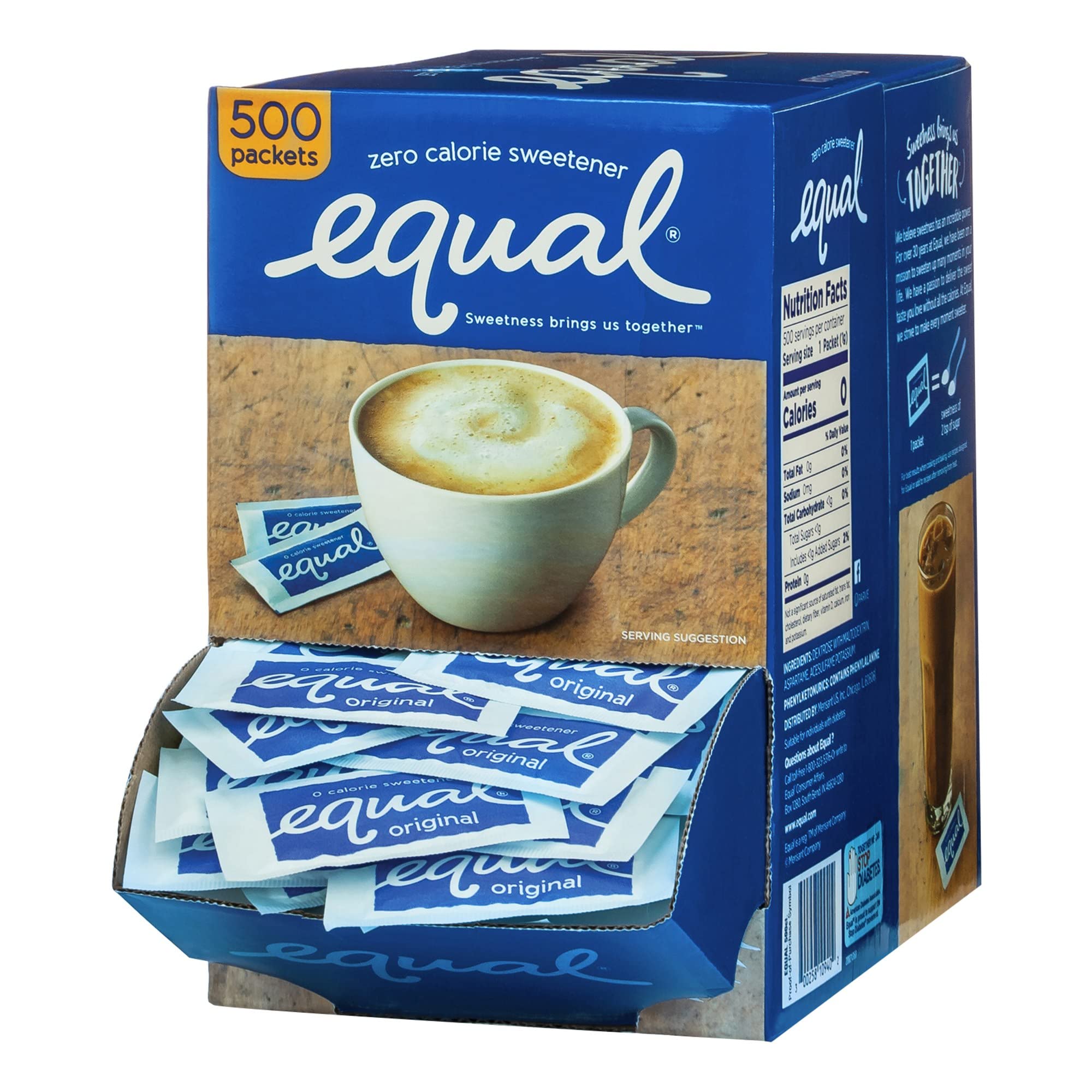 EQUAL 0 Calorie Sweetener, Sugar Substitute, Zero Calorie Sugar Alternative Sweetener Packets, Sugar Alternative, 500 Count