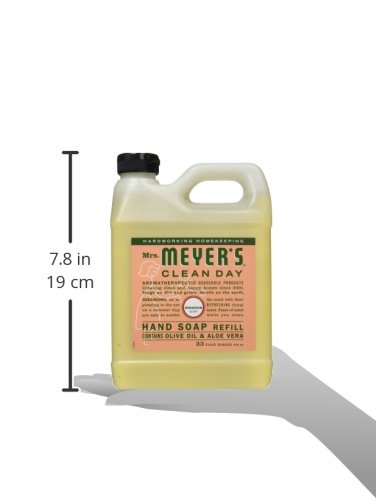 MRS. MEYER'S CLEAN DAY Hand Soap Refill, Made with Essential Oils, Biodegradable Formula, Geranium, 33 fl. oz