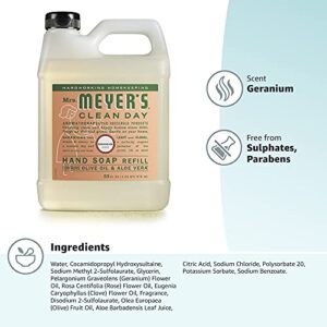 MRS. MEYER'S CLEAN DAY Hand Soap Refill, Made with Essential Oils, Biodegradable Formula, Geranium, 33 fl. oz