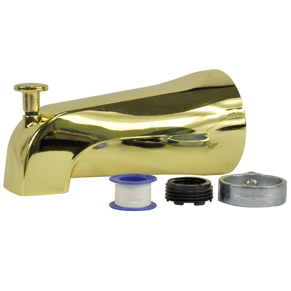 DANCO Universal Tub Spout with Diverter, Polished Brass, 1-Pack (89265)