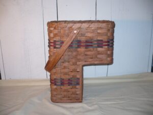 amish handmade stair step basket (small). this handmade basket enhances any country home decor and also makes carrying items up and down the stairs easier. you will love it! measures: top opening 12" x 9" - 14.5" high - 7" from bottom of basket to bottom